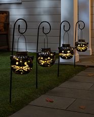 Set of black cat solar-powered pathway lights